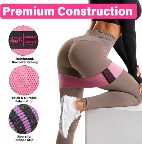 Fabric Resistance Bands for Working Out - Exercise Bands for Women and Men, Booty Bands for Legs and Butt, Yoga, Pilates, Rehab, Fitness and Home Workout - Image 4