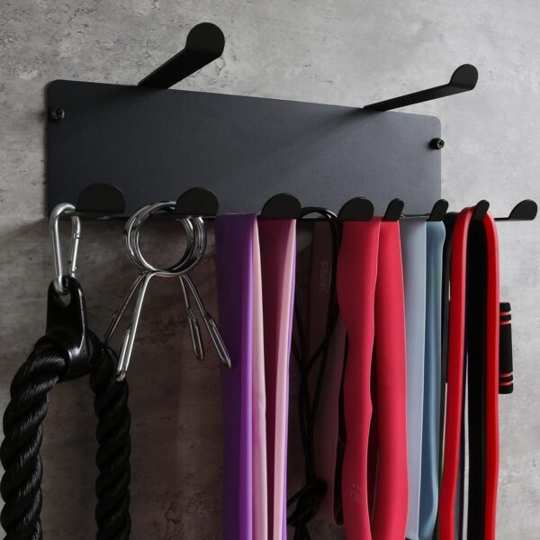 Multi-Purpose Gym Equipment Storage Rack Resistance Bands Storage Hanger Barbell Rack Heavy Duty Gym Rack for Exercise Bands, Lifting Belts and Jump Ropes - Image 8