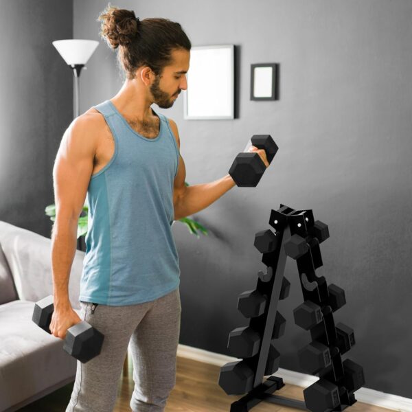 RITFIT 300/350/450/200/210 LB Rubber Hex Dumbbells Set with Optional Dumbbell Rack, Multi Weight Set to Choose, Ideal for Home Gym and Fitness - Image 7