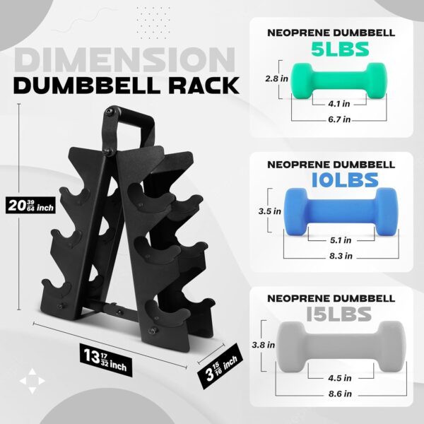 Yes4All Neoprene Coated Dumbbell Hand Weight Sets - Multiple Weight Options with Rack, Anti-roll, Anti-Slip, Hexagon Shape - Image 2