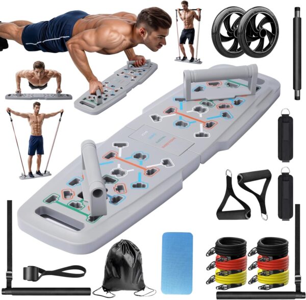 Push Up Board, Workout Equipment Home Gym,Exercise Equipment,Pushup Stands Strength Training,Portable Multi Function Foldable 20 in 1 Pull Up Bar Fitness