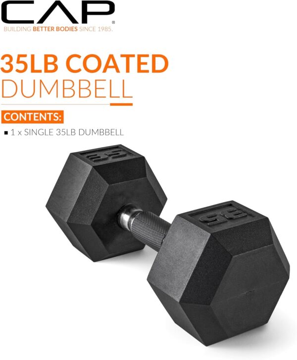 CAP Barbell Coated Dumbbell Weights with Padded Grip, Single, 35 LBS - Image 2