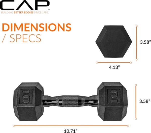 CAP Barbell 10 LB Coated Hex Dumbbell Weight with Black Handle - Image 4