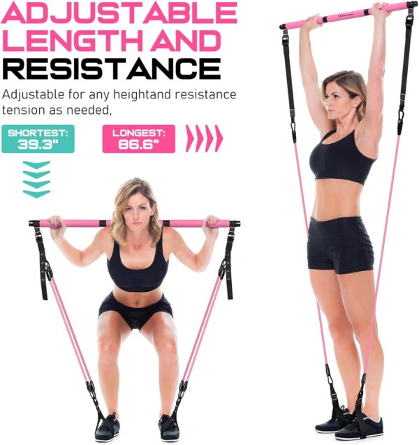 Pilates Bar Kit with Resistance Bands, Multifunctional Pilates Bar for Women & Men with Heavy-Duty Metal Adjustment Buckle, Pilates Home Equipment for Full BodyWorkouts - Image 5