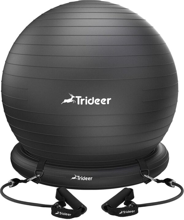 Trideer Ball Chair Yoga Ball Chair Exercise Ball Chair with Base & Bands for Home Gym Workout Ball for Abs, Stability Ball & Fitness Ball Seat to Relieve Back Pain