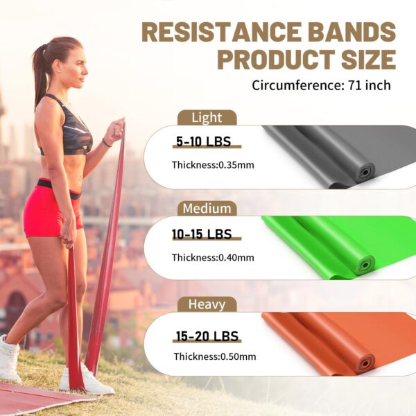 Resistance Bands Set, Exercise Bands, Elastic Workout Bands for Home Gym, Stretching, Physical Therapy Bands for Yoga Pilates, Recovery, Yoga, Pilates, Rehab - Image 2