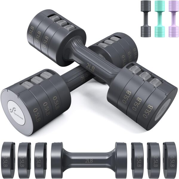 Adjustable Dumbbells Hand Weights Set: Sportneer 5 lb Dumbbells Set of 2 Each 2lb 3lb 4lb 5lb Free Weights Fast Adjust Weight 4 In 1 Weights Dumbbells Set for Women Men Home Gym Exercise Training - Image 10