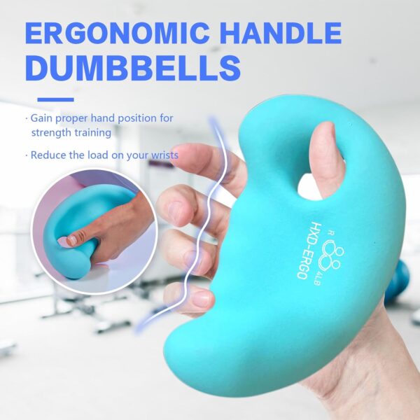 Ergonomic Dumbbells Weights Set-Hand Weights for Women at Home, Ear Dumbbells Weights for Pilates, Yoga, Jogging,Strength Training - Image 2
