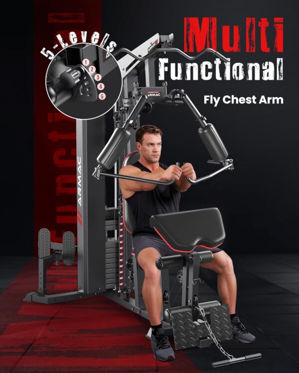 ARMAC Multifunctional Home Gym, Gym Equipment for Home, Workout Station for Leg Press & Chest Fly, Exercise Equipment with150LBS Weight Stack - Image 4