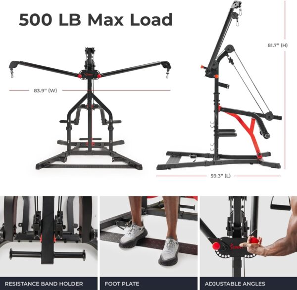 Sunny Health & Fitness Multifunctional Strength Training Home Gym – Complete Workout Equipment with Training Attachments, Optional Squat Stand, Power Rack Cage, Adjustable Incline Bench - Image 7