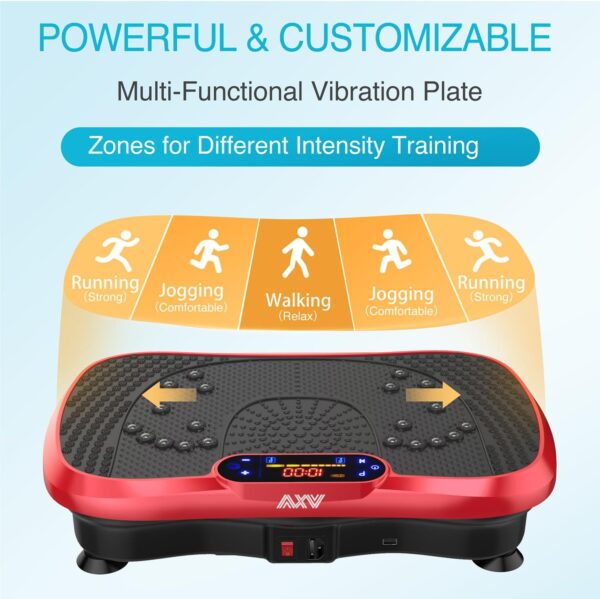 AXV Vibration Plate Fitness Platform Exercise Machine Vibrating Lymphatic Drainage Shaking Full Body Shaker Workout Vibrate Stand Shake Board Sport Gym for Weight Loss Fat Burner for Women Men - Image 5