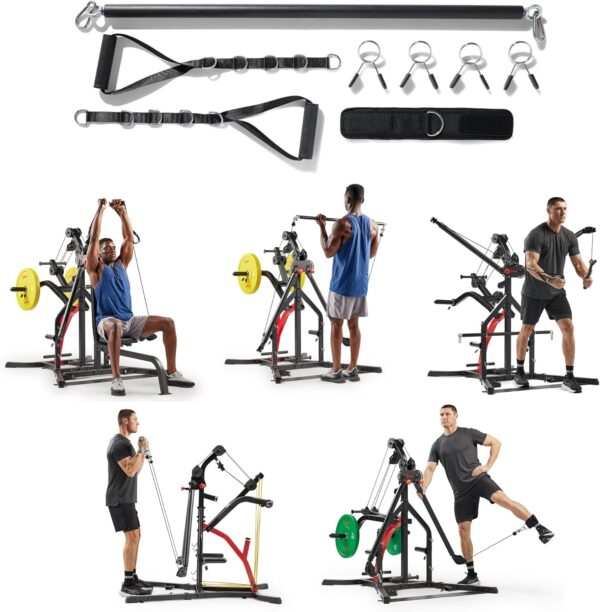 Sunny Health & Fitness Multifunctional Strength Training Home Gym – Complete Workout Equipment with Training Attachments, Optional Squat Stand, Power Rack Cage, Adjustable Incline Bench - Image 2