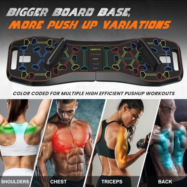 LALAHIGH Portable Home Gym System: Large Compact Push Up Board, Pilates Bar & 20 Fitness Accessories with Resistance Bands Ab Roller Wheel - Full Body Workout for Men and Women, Gift for Boyfriend - Image 3