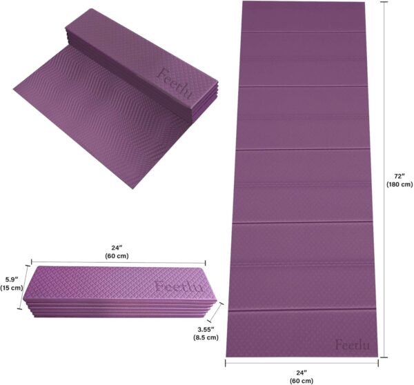 Foldable Yoga Mat - 6mm & 8mm Thick, Large, Lightweight, and Easy to Store - Anti-Slip Folding Exercise Mat for Yoga, Pilates, Home Workouts, and Floor Exercises - Image 2