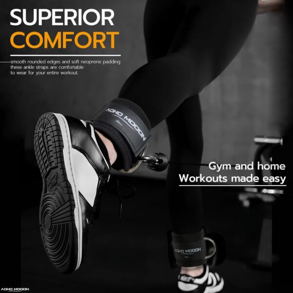 Comfortable Adjustable Padded Ankle Wrist Cuffs Neoprene Padded Straps D-Ring Glute Kickback for Cable Machine, Ideal for Glutes Exercises - Image 5