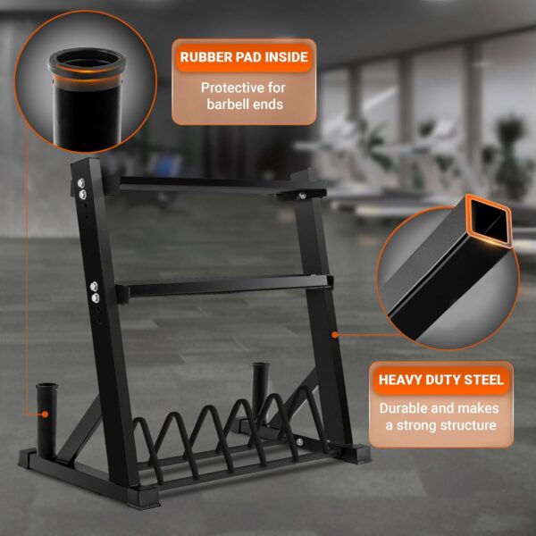 Yes4All 6 Pegs & 4 Barbell Storage Racks Load Up to 1190 LBS - Wall Mounted Weight Plate Tree & Barbell Holder - Image 5