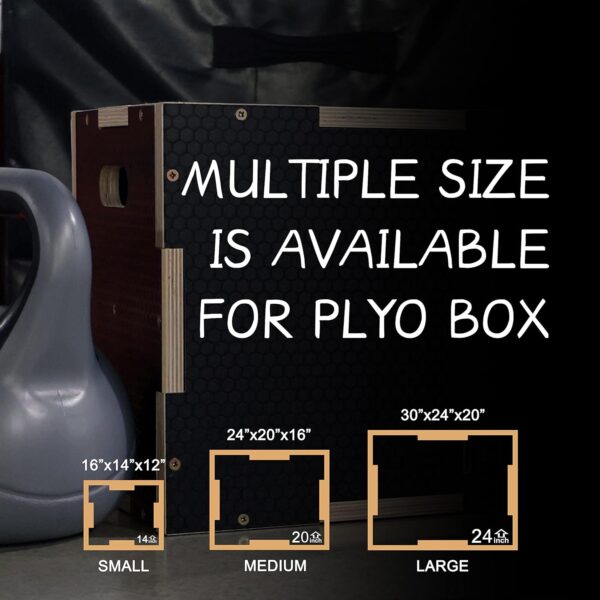 3 in 1 Non-Slip Wooden Plyo Box Plyometric Box Jumping Exercise, Multiple Sizes - Image 4