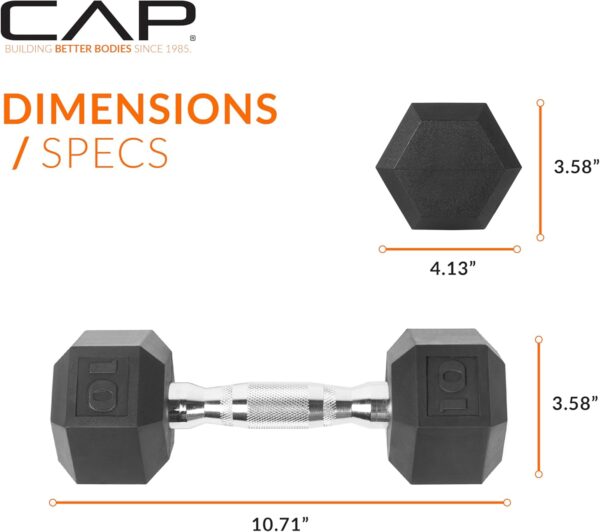 CAP Barbell 10 LB Coated Hex Dumbbell Weight, New Edition - Image 4