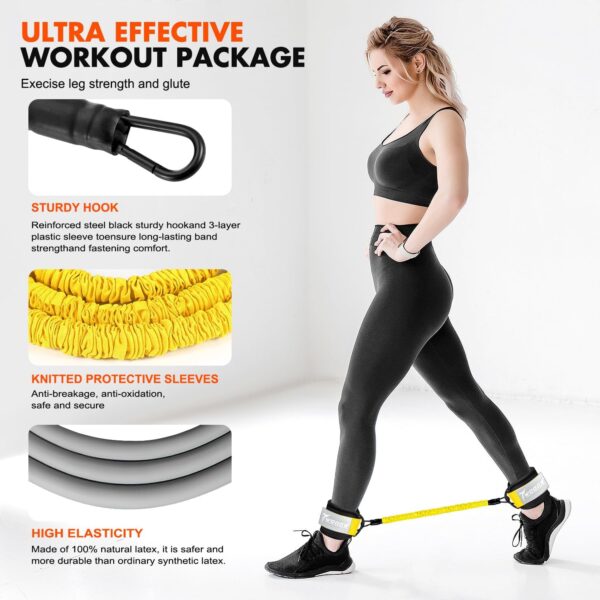 Ankle Resistance Bands with Cuffs, Ankle Bands for Working Out, Glutes Workout Equipment, Butt Exercise Equipment for Kickbacks Hip Fitness Training, Legs Resistance Bands for Women & Men - Image 3