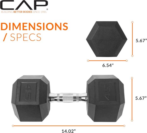 CAP Barbell 45 LB Coated Hex Dumbbell Weight, New Edition - Image 4