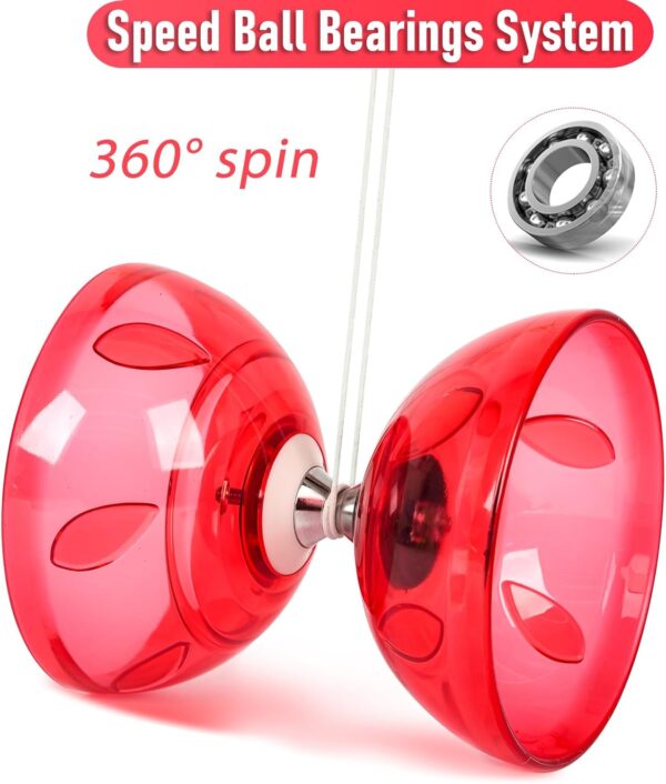 BODY RHYTHM Five Bearings Chinese Diabolo Yoyo Set with Fiberglass Sticks-Adjustable Strings for All Ages - Best for Fitness and Tricks (Red) - Image 4