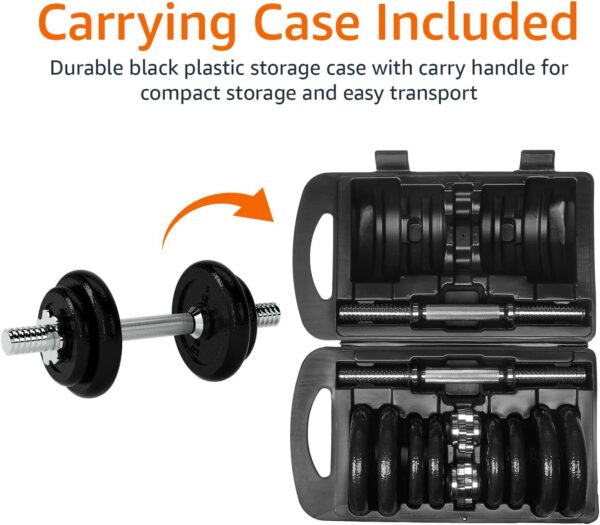 Amazon Basics Adjustable Dumbbell Hand Weight Set, 38 Pounds, Black - Image 4