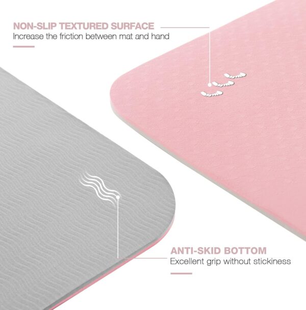 Yoga Mat Non Slip, Pilates Fitness Mats, Eco Friendly, Anti-Tear 1/4" Thick Yoga Mats for Women, Exercise Mats for Home Workout with Carrying Sling and Storage Bag - Image 2