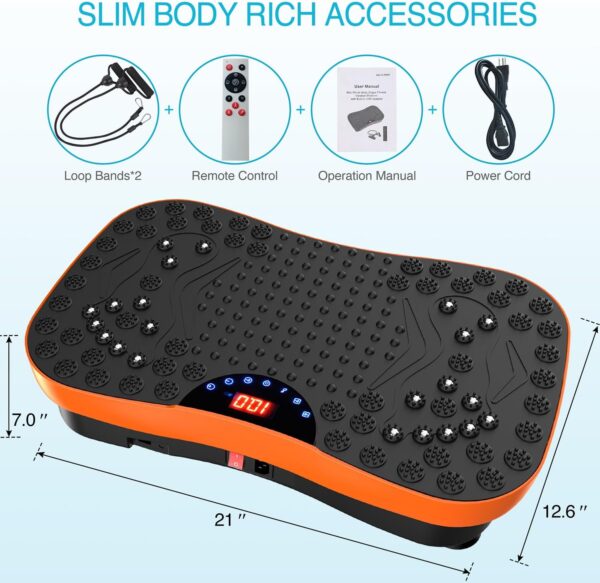 AXV Vibration Plate Fitness Platform Exercise Machine Vibrating Lymphatic Drainage Shaking Workout Full Body Shaker Vibrate Stand Shake Board Sport Gym Pad for Weight Loss Fat Burner for Women Men - Image 6