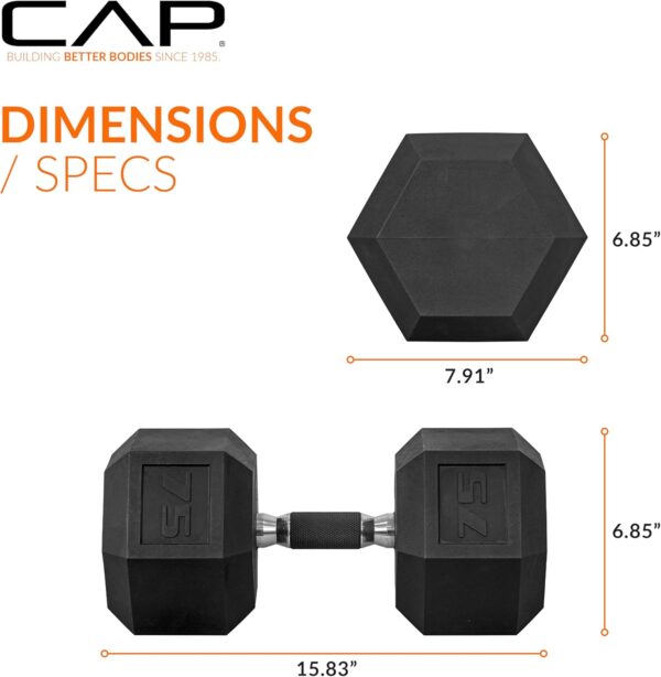 CAP Barbell Coated Dumbbell Weights with Padded Grip, Single, 75 Pounds - Image 4