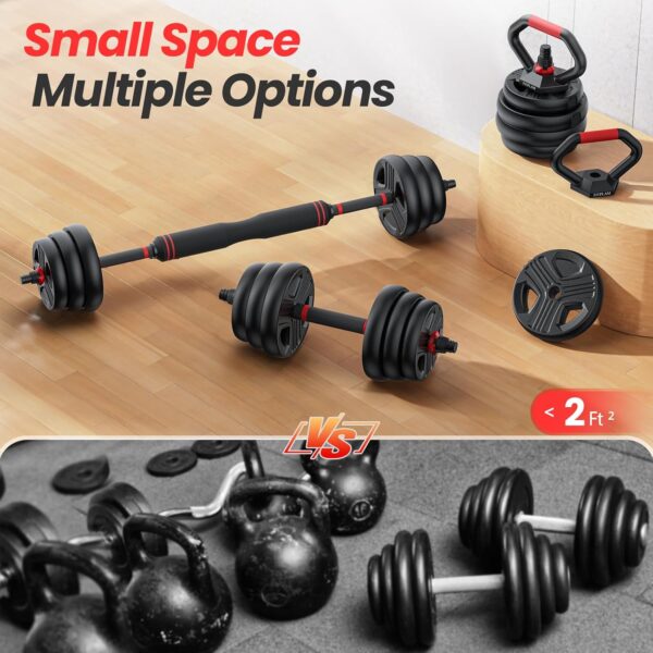 Adjustable dumbbell set,20/35/45/55/70/90lbs Free Weights set with upgraded nut, 4 in 1 Weight Set Used as Kettlebells, Barbell, Push up Stand, Fitness Exercise for Home Gym Suitable Men/Women - Image 4