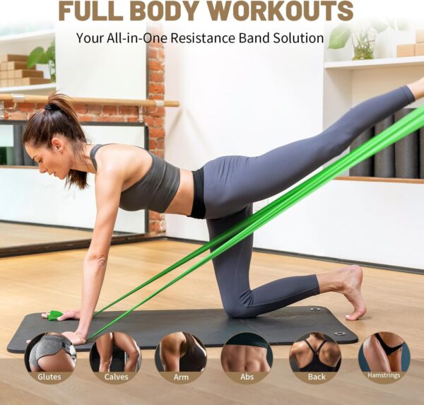 Resistance Bands Set, Exercise Bands, Elastic Workout Bands for Home Gym, Stretching, Physical Therapy Bands for Yoga Pilates, Recovery, Yoga, Pilates, Rehab - Image 3