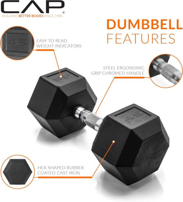 CAP Barbell 45 LB Coated Hex Dumbbell Weight, New Edition - Image 3