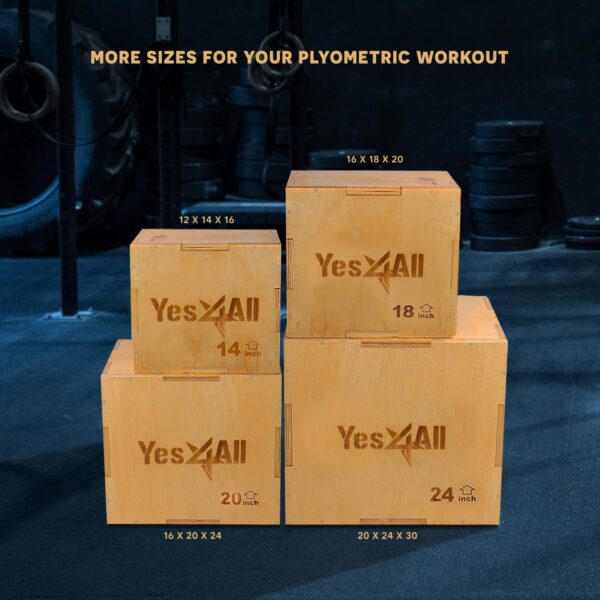 Yes4All 3-in-1 Wooden Plyo Box - Plyometric Jump Box for Home Gym and Outdoor Workouts, 450 lbs Box Jump - Image 4