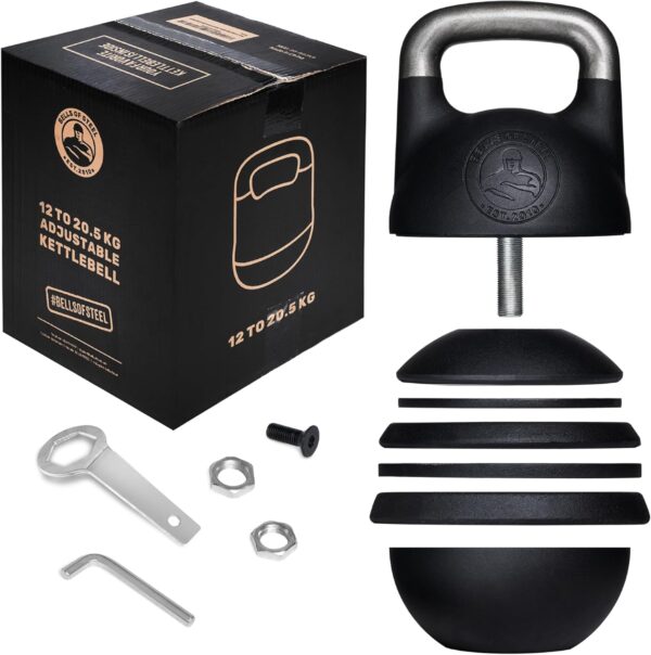 Adjustable Kettlebell [Bells of Steel] Upgraded Version Kettlebell Adjustable | Steel Shell, Internally-Loaded for Full Body Workouts | Competition Standard 35mm Handle, 12-20.5kg