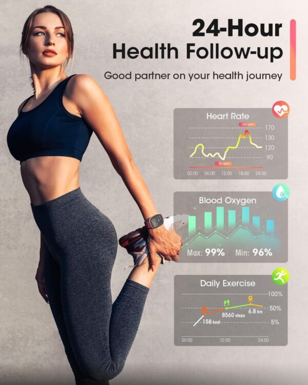 Smart Watches for Men Women Fitness: Fitness Tracker with Blutooth Call 24H Heart Rate SpO2 Sleep Monitor 5ATM Waterproof 120+ Sport Mode Smartwatch Compatible with iPhone Android Phones (Wine Red) - Image 2