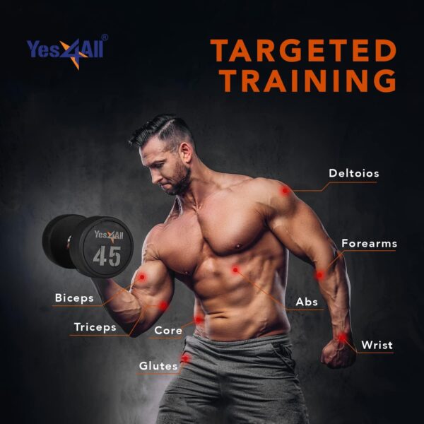 Yes4All Urethane Dumbbells with Anti-Slip Knurled Handle 5-50LBS for Muscle Building - Sold Individually - Image 5