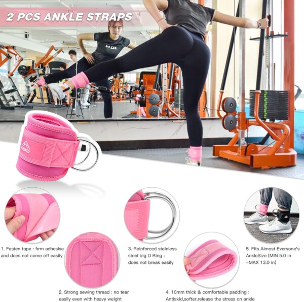 ATENTO 6 Pcs Barbell Pad Set with Weight Lifting Belt, Thick Cushion Hip Thrust Pad for Bench Press, Lunges, Workout, Leg Exercise, Squat Bar Pad for Relief Pressure from Neck & Shoulder for Smith machine & Olympic Bars, with 2 Gym Ankle Straps, Hip Resistance Band, Carry Bag - Image 6