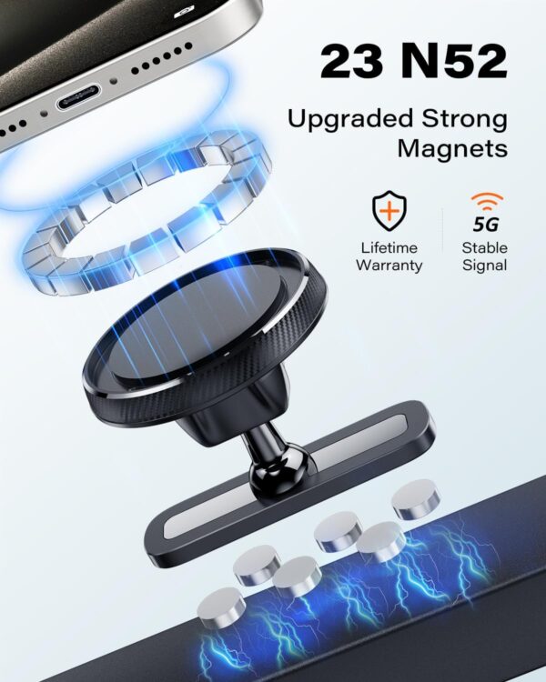 APPS2Car Gym Magnetic Phone Holder for Magsafe - 360 Adjustable, Dual Magnets, Alloy Base/Joint - Compatible with iPhone 16/15/14/13/12 Series - Fitness Accessory - Image 2