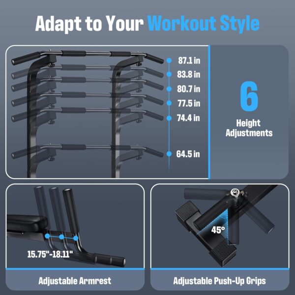 Sportsroyals Power Tower Pull Up Dip Station Assistive Trainer Multi-Function Home Gym Strength Training Fitness Equipment 440LBS - Image 5
