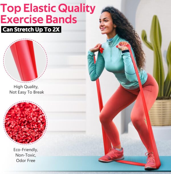 Resistance Bands for Working Out, Exercise Bands for Physical Therapy, Stretch, Recovery, Pilates, Rehab, Strength Training and Yoga Starter Set - Image 2