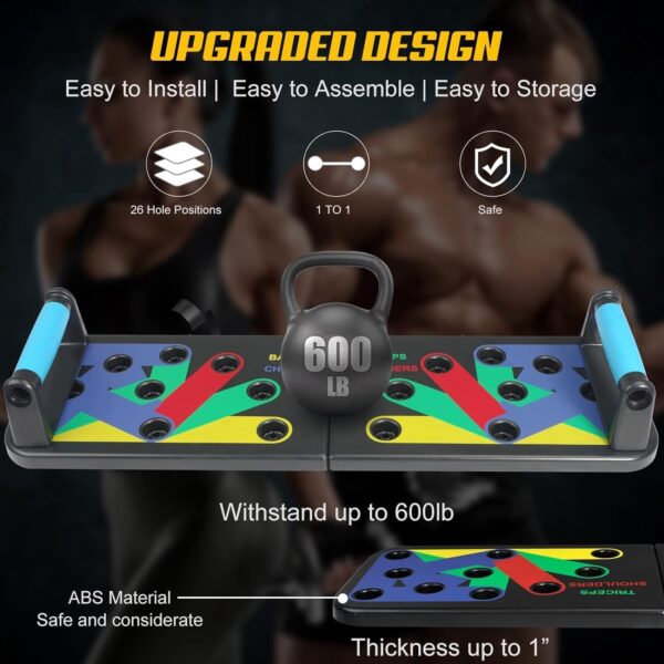 Solid Push Up Board 15 in 1 Home Workout Equipment Multi-Functional Pushup Stands System Fitness Floor Chest Muscle Exercise Professional Equipment Burn Fat Strength Training Arm Men & Women Weights - Image 5