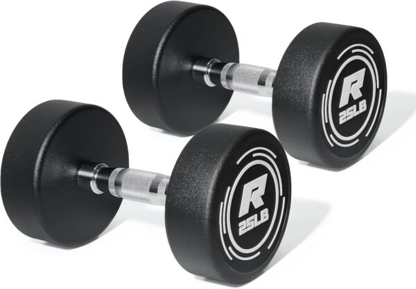RitFit 5-250 LBS PVC Encased Round Dumbbell sets with Knurled Handle and Optional Rack, Strength Training Equipment for Home Gym