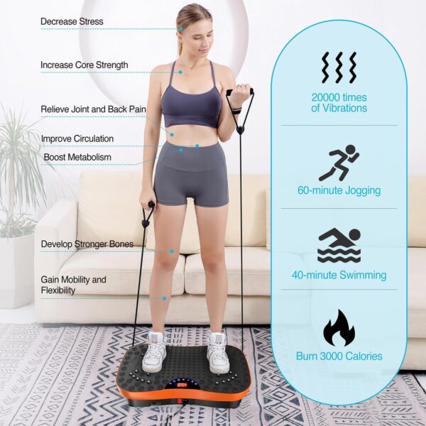 AXV Vibration Plate Fitness Platform Exercise Machine Vibrating Lymphatic Drainage Shaking Workout Full Body Shaker Vibrate Stand Shake Board Sport Gym Pad for Weight Loss Fat Burner for Women Men - Image 7