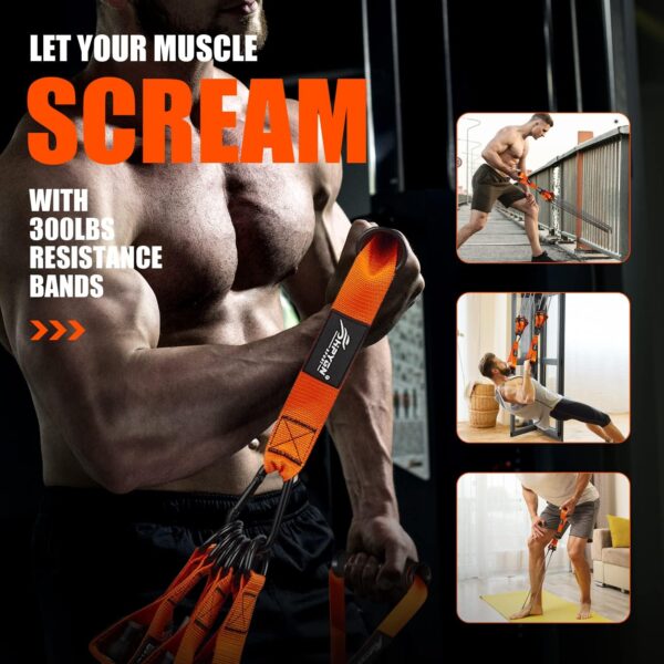 Resistance Bands, Heavy Exercise Bands with Handles, Fitness Bands for Working Out, Workout Bands for Men, Weight Bands Set for Muscle Training, Strength, Slim, Yoga, Home Gym Equipment - Image 5