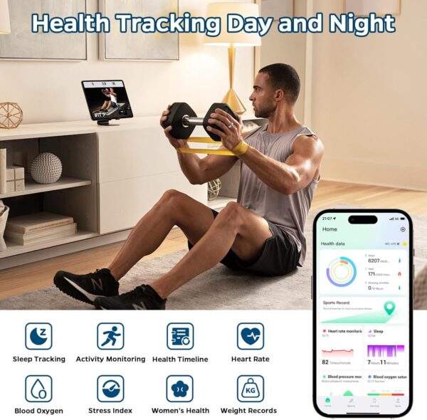 Smart Ring Health Tracker, Sleep Tracker Ring with Heart Rate, Waterproof Fitness Ring for Activity Monitoring/Steps/Distance/Calories, Air Gestures,Up to 7-Day Battery, for iOS and Android (Black,#8) - Image 3