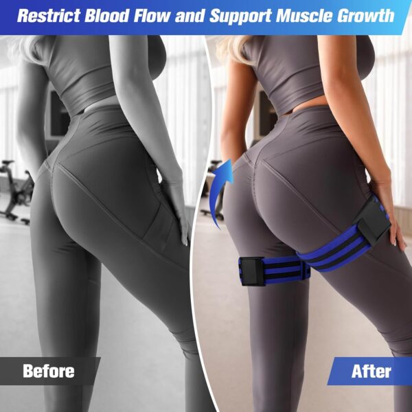 Booty Bands, Blood Flow Restriction Bands for Women/Men, Adjustable BFR Training Bands for Glutes & Hip Building, Occlusion Resistance Bands - Image 3