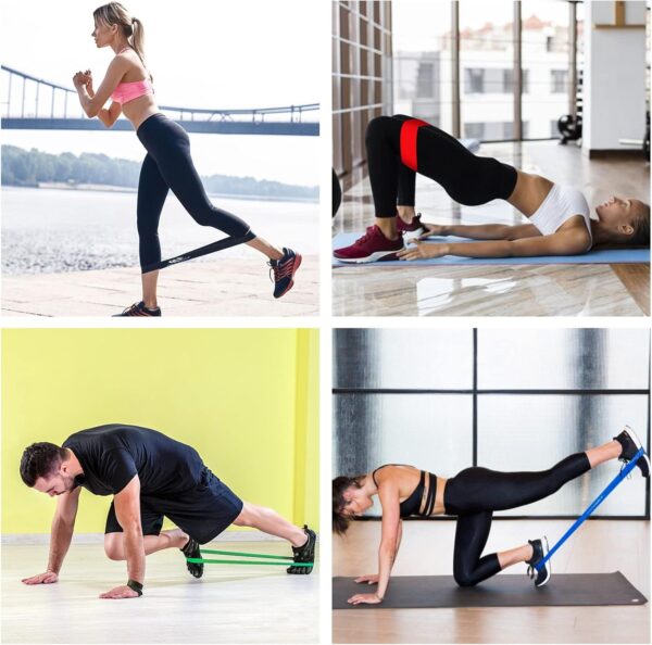 Exercise Bands Resistance Bands for Working Out Set 5 for Yoga Pilates,Elastic Workout Bands Fitness Bands Resistance Natural Latex with Exercise Instructions E Carry Bag - Image 6