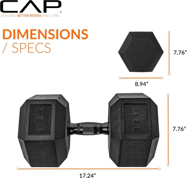 CAP Barbell 110 LB Coated Hex Dumbbell Weight with Black Handle - Image 4