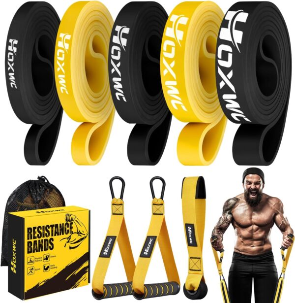 Resistance Bands, Heavy Duty Pull Up Resistance Band with Door Anchor, Handles, Exercise Bands for Working Out Men&Women, Ideal for Pull Up, Muscle Training, Physical Therapy, and Home Workouts