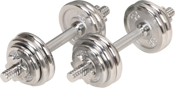 Sunny Health & Fitness Elite Adjustable Dumbbell 15/25/35/45/55 LB (Single Dumbbell) Space Saver, Secure Quick-Lock, Anti-Slip Steel Handle, Home Gym Fitness Optional Chrome Dumbbell Set (Pair) 33 LB